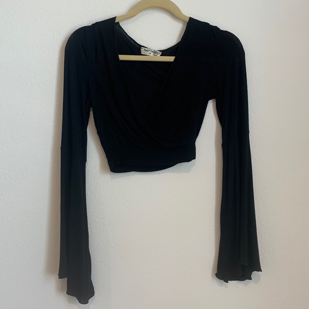 Bell sleeve wrap crop top